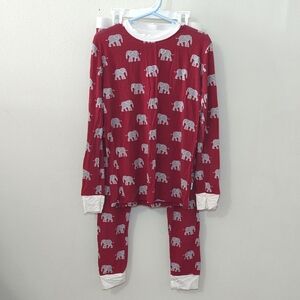Southern Slumber Red Elephant Bamboo Pajamas Bama Crimson Tide Girls Size 9/10